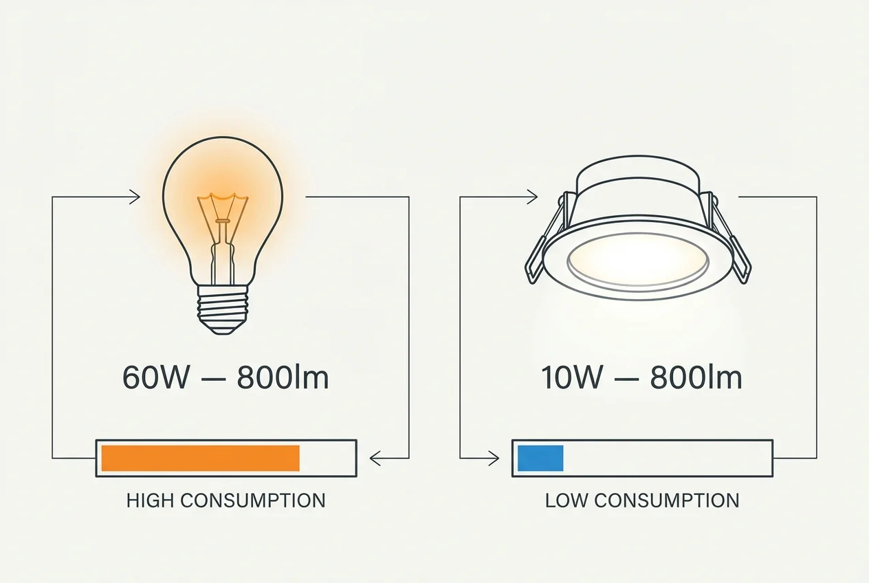 Watts vs lumens comparison